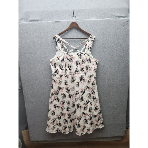 Torrid Womens White Sleeveless Skull & Rose Print Dress With Crisscross Back Siz - Picture 1 of 6